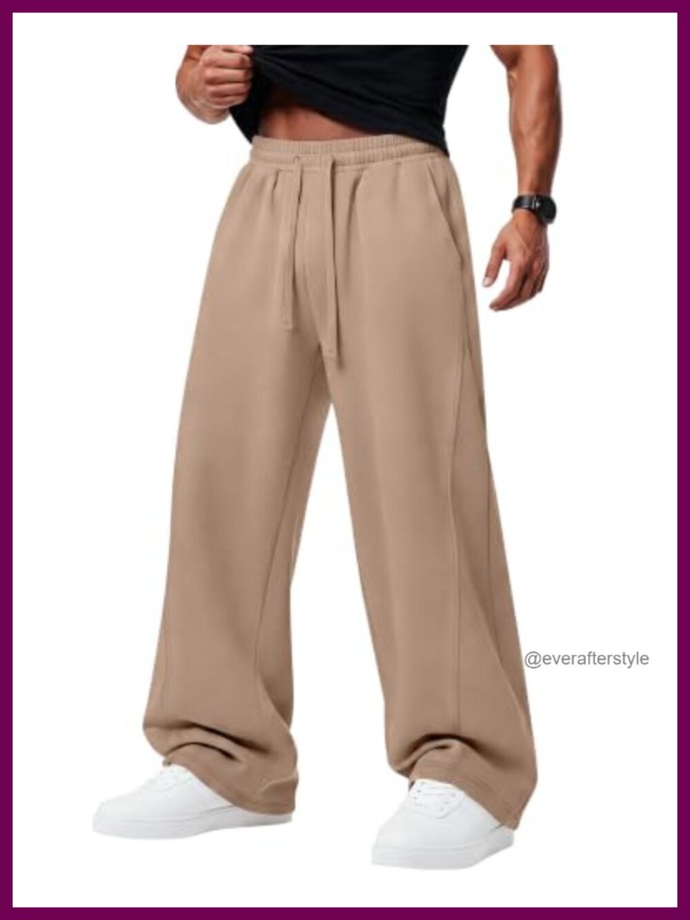 Mens Baggy Sweatpants Wide Leg Y2K Drawstring Joggers Gym Lounge